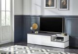 Base TV bianco lucido e ardesia 160x40x46h cm 2 ante - Fluorite