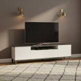 Base TV bianco lucido e ardesia 160x40x47h cm 2 ante e 1 cassetto - Argentoro