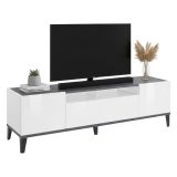 Base TV bianco lucido e ardesia 160x40x47h cm 2 ante e 1 cassetto - Argentoro