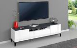 Base TV bianco lucido e ardesia 160x40x47h cm 2 ante e 1 cassetto - Argentoro