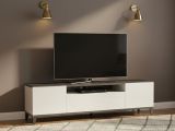 Base TV bianco lucido e ardesia 160x40x47h cm 2 ante e 1 cassetto - Argentoro