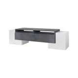 Base TV bianco lucido e ardesia 170x45x45h cm 3 ante - Abele