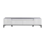 Base TV bianco lucido e ardesia 200x40x47h cm 2 ante e 2 cassetti - Abina