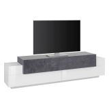 Base TV bianco lucido e ardesia 200x45x52h cm 3 ante - Arold