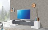 Base TV bianco lucido e ardesia 210x45x45h cm 3 ante - Amis