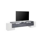 Base TV bianco lucido e ardesia 210x45x45h cm 3 ante - Amis