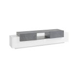 Base TV bianco lucido e ardesia 220x45x51h cm 4 ante - Amato