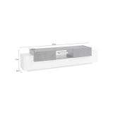 Base TV bianco lucido e ardesia 220x45x51h cm 4 ante - Amato