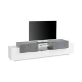 Base TV bianco lucido e ardesia 220x45x51h cm 4 ante - Amato