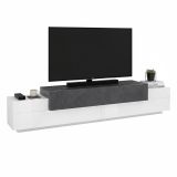 Base TV bianco lucido e ardesia 240x45x52h cm 3 ante - Tiche
