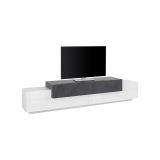 Base TV bianco lucido e ardesia 240x45x52h cm 3 ante - Tiche