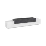 Base TV bianco lucido e ardesia 240x45x52h cm 3 ante - Tiche