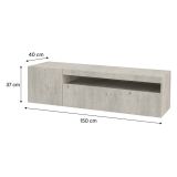 Base TV cemento 150x40x37h cm 2 ante - Ardy