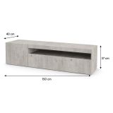 Base TV cemento 150x40x37h cm 2 ante in legno - Ardy