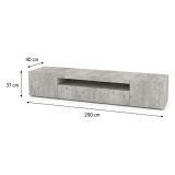 Base TV cemento 200x40x37h cm 3 ante - Amore