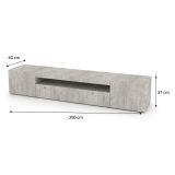 Base TV cemento 200x40x37h cm 3 ante in legno - Amore
