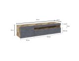 Base TV legno e ardesia 150x40x37h cm 2 ante - Aquilo