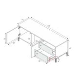 Base TV rovere e antracite 130x41x47h cm 2 ante e 2 cassetti - Alva