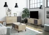Base TV rovere e antracite 130x41x47h cm 2 ante e 2 cassetti - Alva