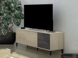 Base TV rovere e antracite 130x41x47h cm 2 ante e 2 cassetti - Alva