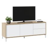 Base TV rovere e bianco 130x41x47h cm 2 ante e 2 cassetti - Alva