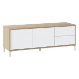 Base TV rovere e bianco 130x41x47h cm 2 ante e 2 cassetti - Alva