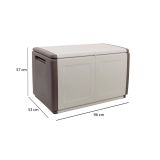 Baule Brakel, Cassapanca multiuso, Baule contenitore, Box portaoggetti, 100% Made in Italy, 96x53h57 cm, Beige e Marrone