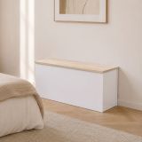 Baule cassapanca in legno 90x45x45h cm bianco e rovere - Ayusnay