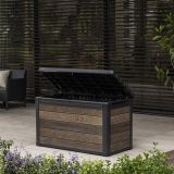 Baule Marrone Noce Marrone Rovere Scuro Lucchettabile, Finitura in Resina Chiusura a Ribalta 123x62x71h cm - Marshall