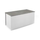 Baule moderno legno 90x45x45h cm bianco e cemento - Ayusnay