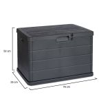 Baule Nero Antracite Chiusura Anta a Ribalta Materiale Piano in Plastica 76x55x52h cm, Colore Ripiano Nero - Cislago