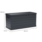 Baule Nero Antracite Resistente ai Raggi uv Impermeabile Capacità 350 l Chiusura Lucchetto 118.5x52x56.8h cm, Materiale Piano in Plastica - Nurri