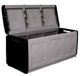 Baule Zele, Cassapanca multiuso, Baule contenitore, Box portaoggetti, 100% Made in Italy, 138x53h57 cm, Grigio chiaro e Nero