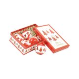 Box 6 sfere natalizie, bianco e rosso