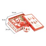 Box 6 sfere natalizie, bianco e rosso