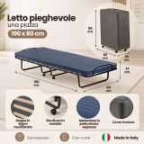 Brandina singola pieghevole con custodia 190x80cm blu - Arias