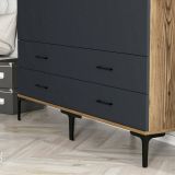 Cabina armadio 4 ante noce e antracite 160x200h cm - Katrin