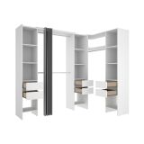 Cabina armadio ad angolo con cassetti bianca 234x205h cm - Alanno