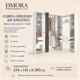 Cabina armadio ad angolo con cassetti bianca 234x205h cm - Alanno