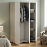 Cabina armadio con appendiabiti rovere e bianca opaca 119x184h cm - Dania