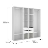 Cabina armadio con cassetti bianca e rovere 196x205h cm - Mala