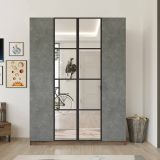 Cabina armadio con specchio marrone e grigia 138x183h cm - Phet