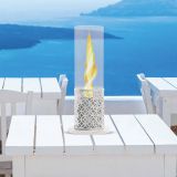 Caminetto a bioetanolo da tavolo 20x20x49h cm nero e oro - Alme