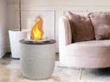 Caminetto a bioetanolo da tavolo 35x35x55h cm grigio chiaro - Agazzano