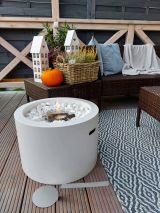 Camino a bioetanolo Dsiatouni, Caminetto, Focolare senza fumo, Riscaldatore ad etanolo, Made in Italy, 48x48 h33 cm, Bianco