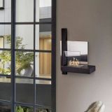 Camino a bioetanolo Dspeggiori, Caminetto, Focolare senza fumo, Riscaldatore ad etanolo, Made in Italy, 65x23 h75 cm, Nero