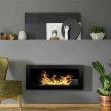 Camino a bioetanolo Dstacchin, Caminetto, Focolare senza fumo, Riscaldatore ad etanolo, Made in Italy, 12x90 h40 cm, Nero