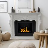 Camino a bioetanolo Dstringar, Caminetto, Focolare senza fumo, Riscaldatore ad etanolo, Made in Italy, 123x39 h100 cm, Bianco