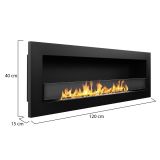 Camino a Bioetanolo Nero Capacità 1.25 lt Superficie Riscaldabile 30 120x15x40h cm, Potenza (kw) 3 - Revello