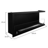 Camino a Bioetanolo Nero Capacità 1.25 lt Superficie Riscaldabile 30 120x22x45h cm, Potenza (kw) 3 - Chisone
